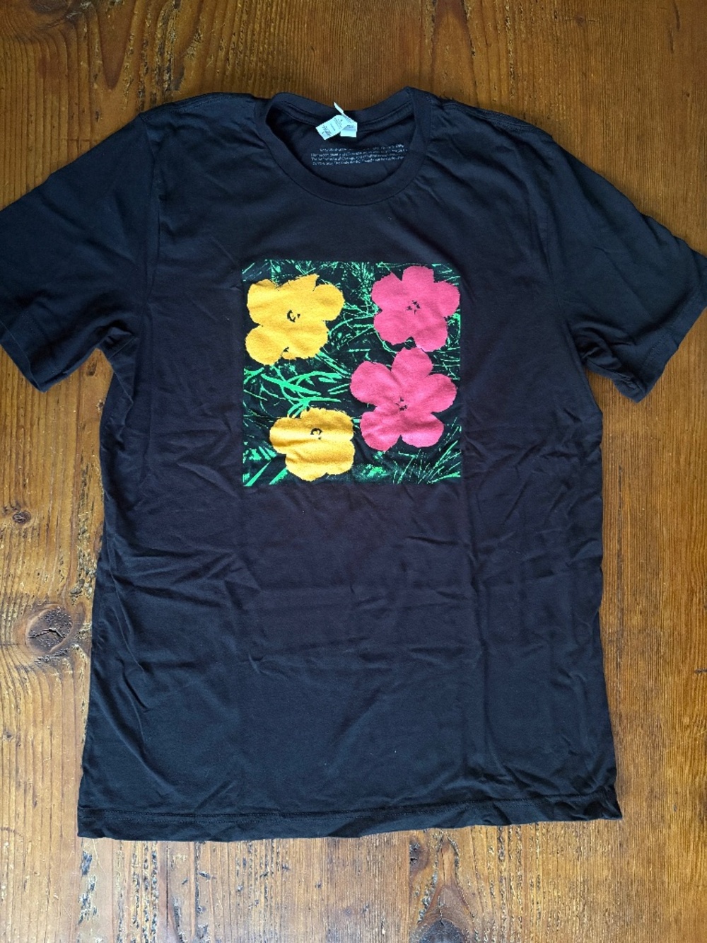 Andy Warhol Flowers Art Institute of Chicago Black T-Shirt Large Bella Canvas